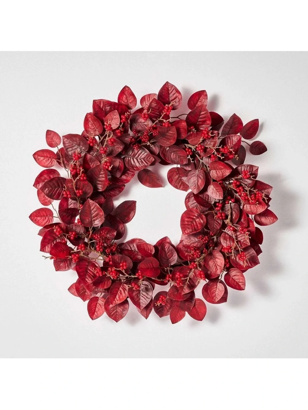 Studio McGee Red Leaf with Berry Holiday Wreath